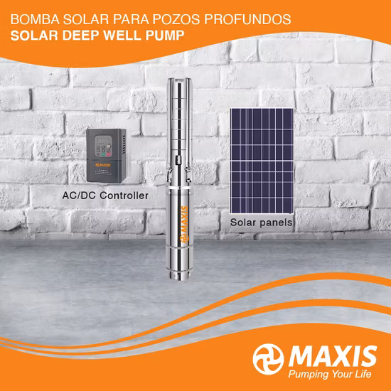 Bombas de agua de pozo sumergibles solares de alto flujo AC/DC Maxis uso eléctrico para pozos profundos con controlador MPPT